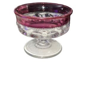 Vintage Round Compote Bowl Glass Embossed Accent Centerpiece Candy Dessert Red